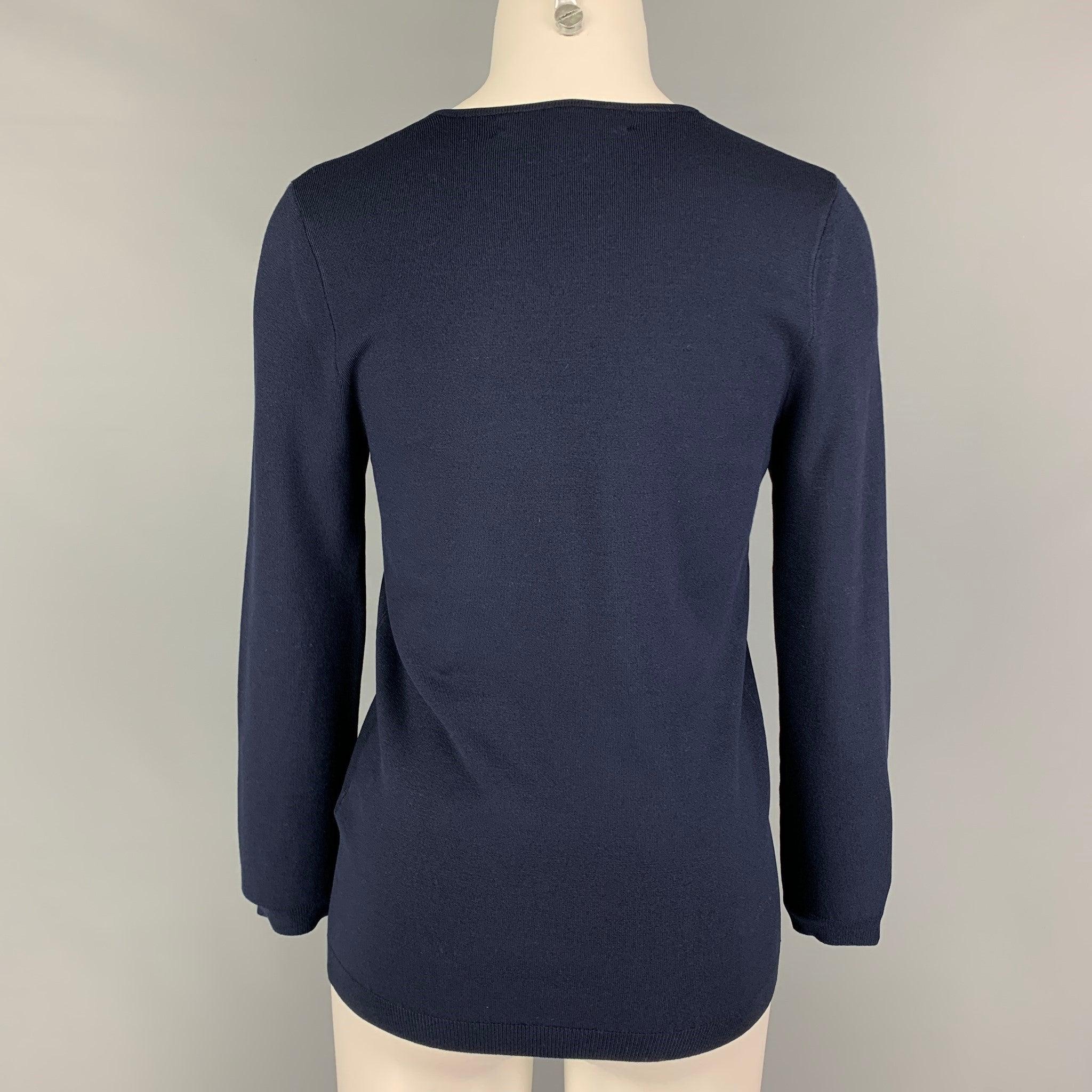 RALPH LAUREN Black Label Size M Navy Silk Blend Long Sleeve Pullover In Good Condition For Sale In San Francisco, CA