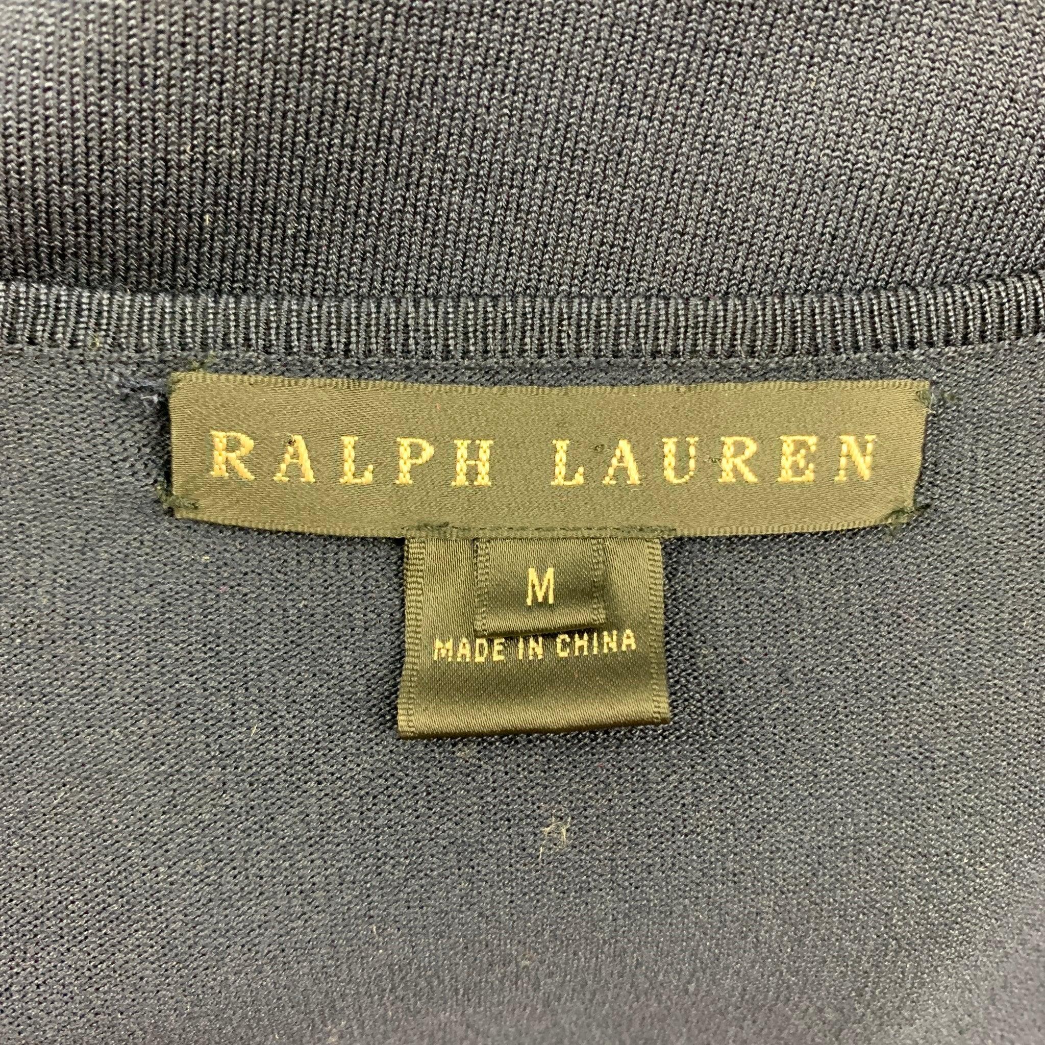 RALPH LAUREN Black Label Size M Navy Silk Blend Long Sleeve Pullover For Sale 1