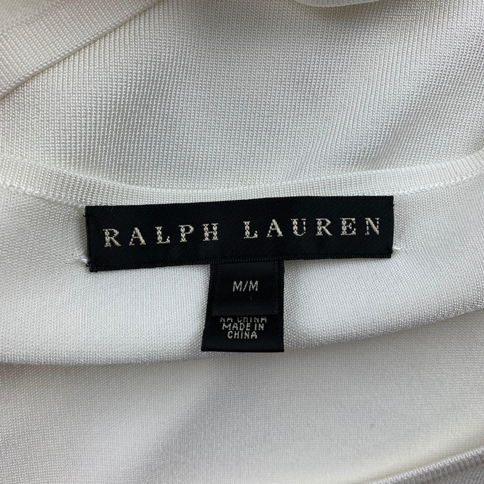 RALPH LAUREN Black Label Size M Off White Viscose Blend Casual Top In Good Condition In San Francisco, CA