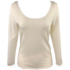 RALPH LAUREN Black Label Size M Off White Viscose Blend Casual Top