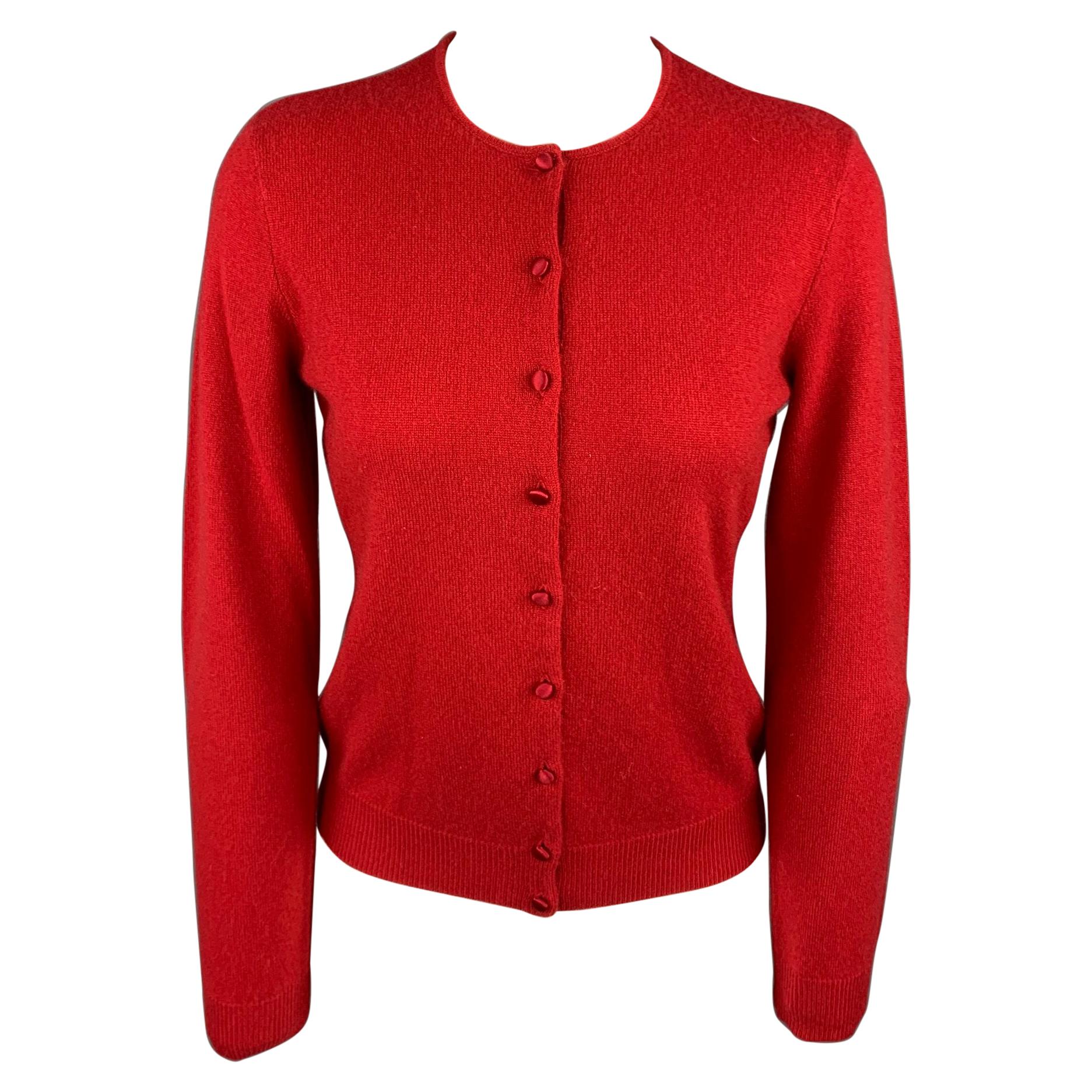 RALPH LAUREN Black Label Size M Red Knitted Cashmere Cardigan