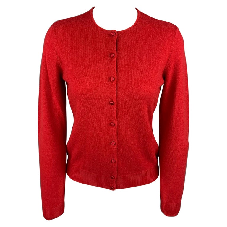 RALPH LAUREN Black Label Size M Red Knitted Cashmere Cardigan For Sale at  1stDibs