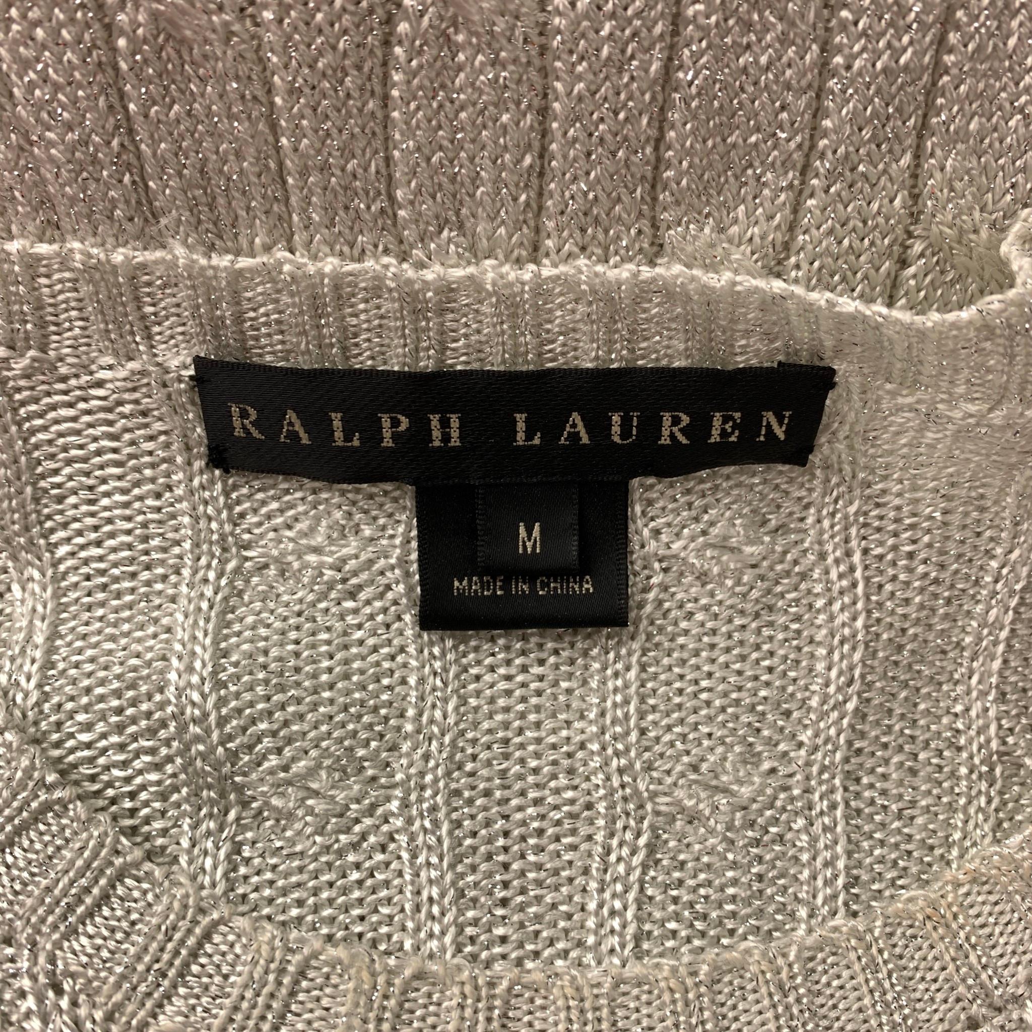 Women's RALPH LAUREN Black Label Size M Silver Acetate Blend Pullover