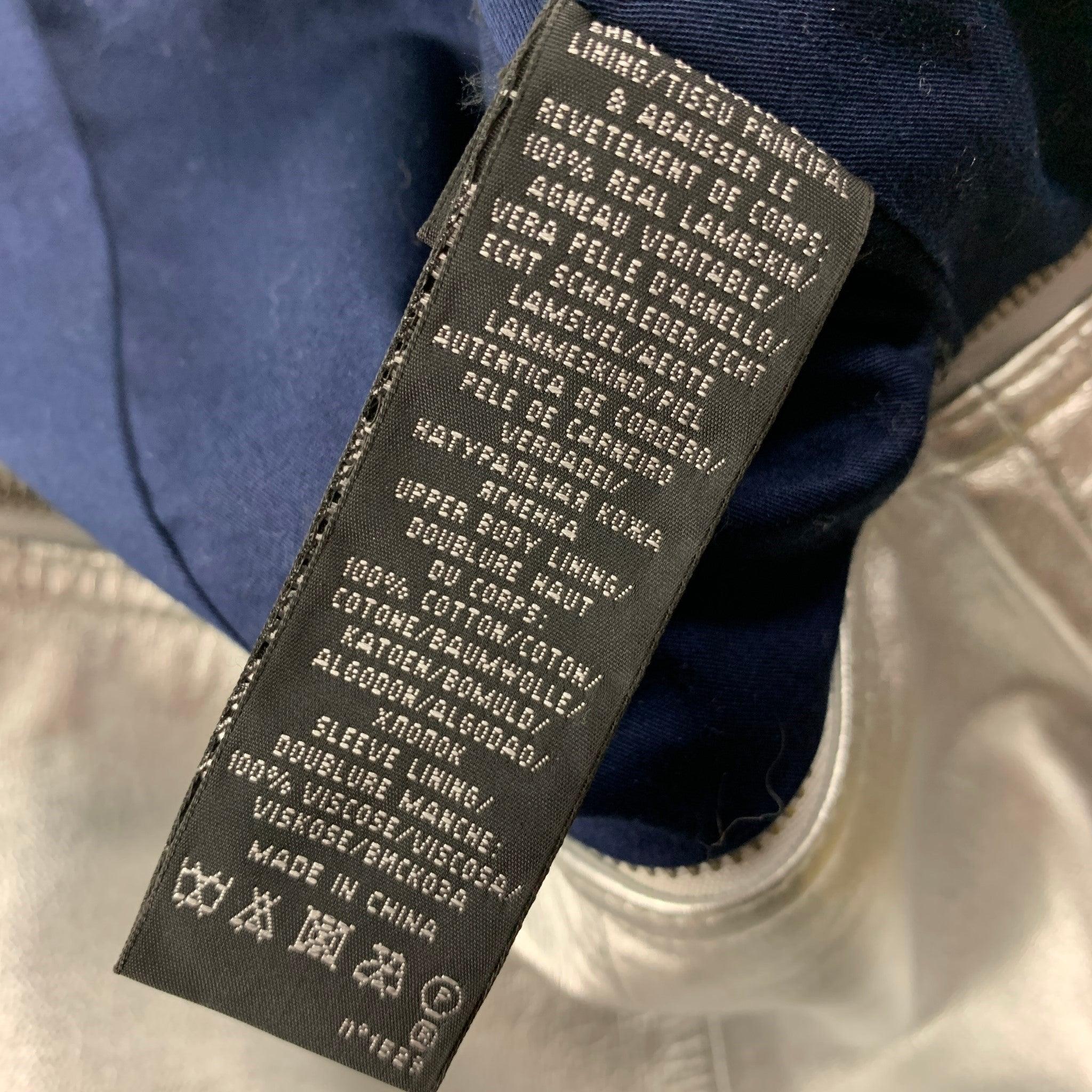 RALPH LAUREN Schwarz Label Größe M Silberne Lederjacke aus Metallic-Lammfell 1