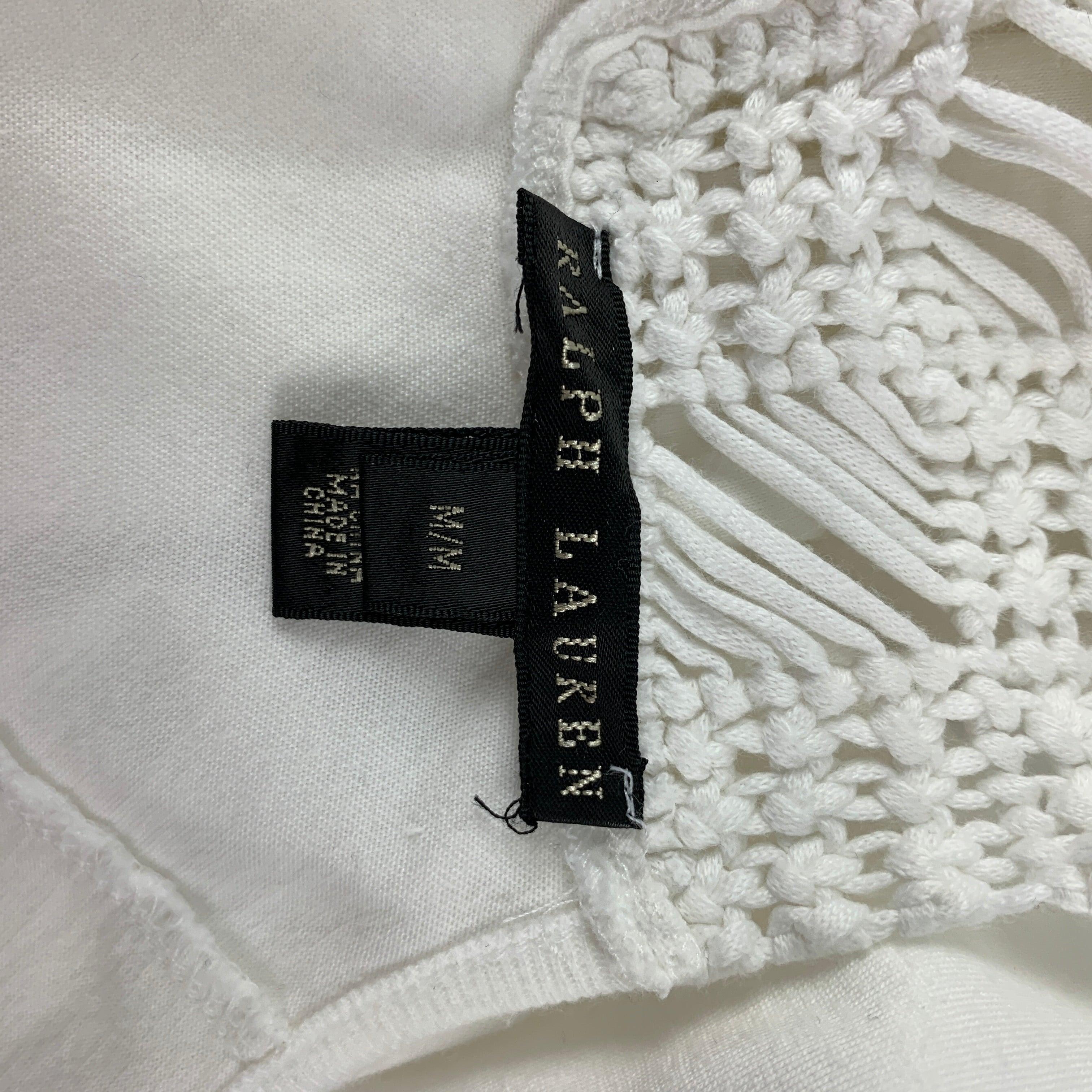 RALPH LAUREN Black Label Size M White Cotton Crochet Racerback Long Dress For Sale 2