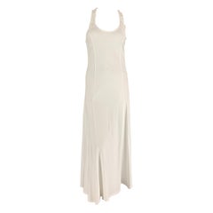 RALPH LAUREN Schwarz Label Größe M Weißes langes gehäkeltes Racerback-Kleid aus Baumwolle