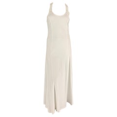 Ralph Lauren Black Label Taglia M Vestito lungo in cotone bianco all'uncinetto con schiena a rete