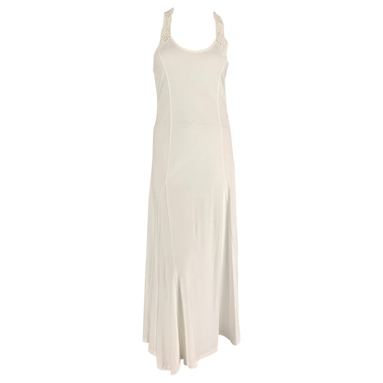 RALPH LAUREN Black Label Size M White Cotton Crochet Racerback Long Dress  For Sale at 1stDibs