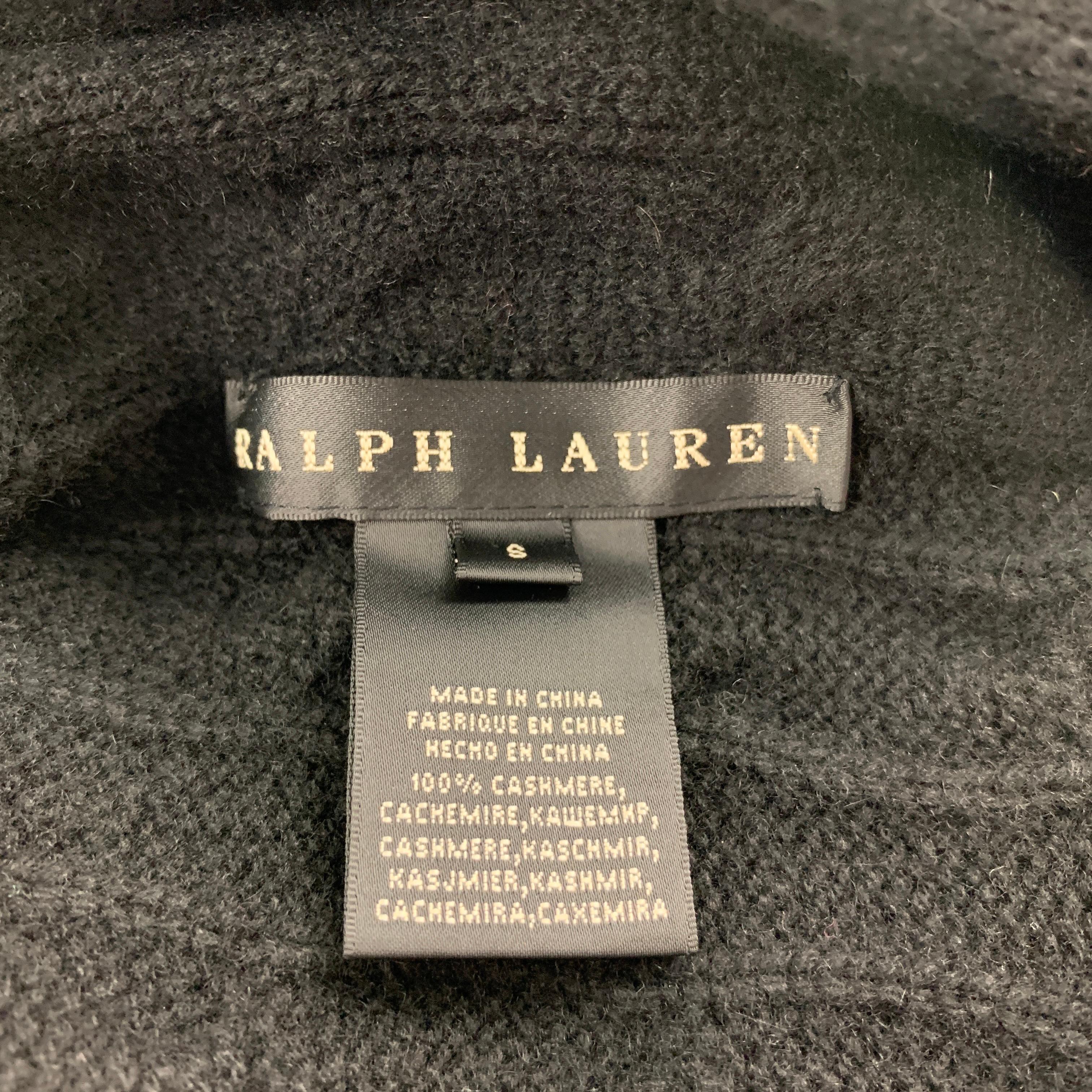 Women's RALPH LAUREN Black Label Size S Black Cable Knit Cashmere Shawl Collar Cardigan