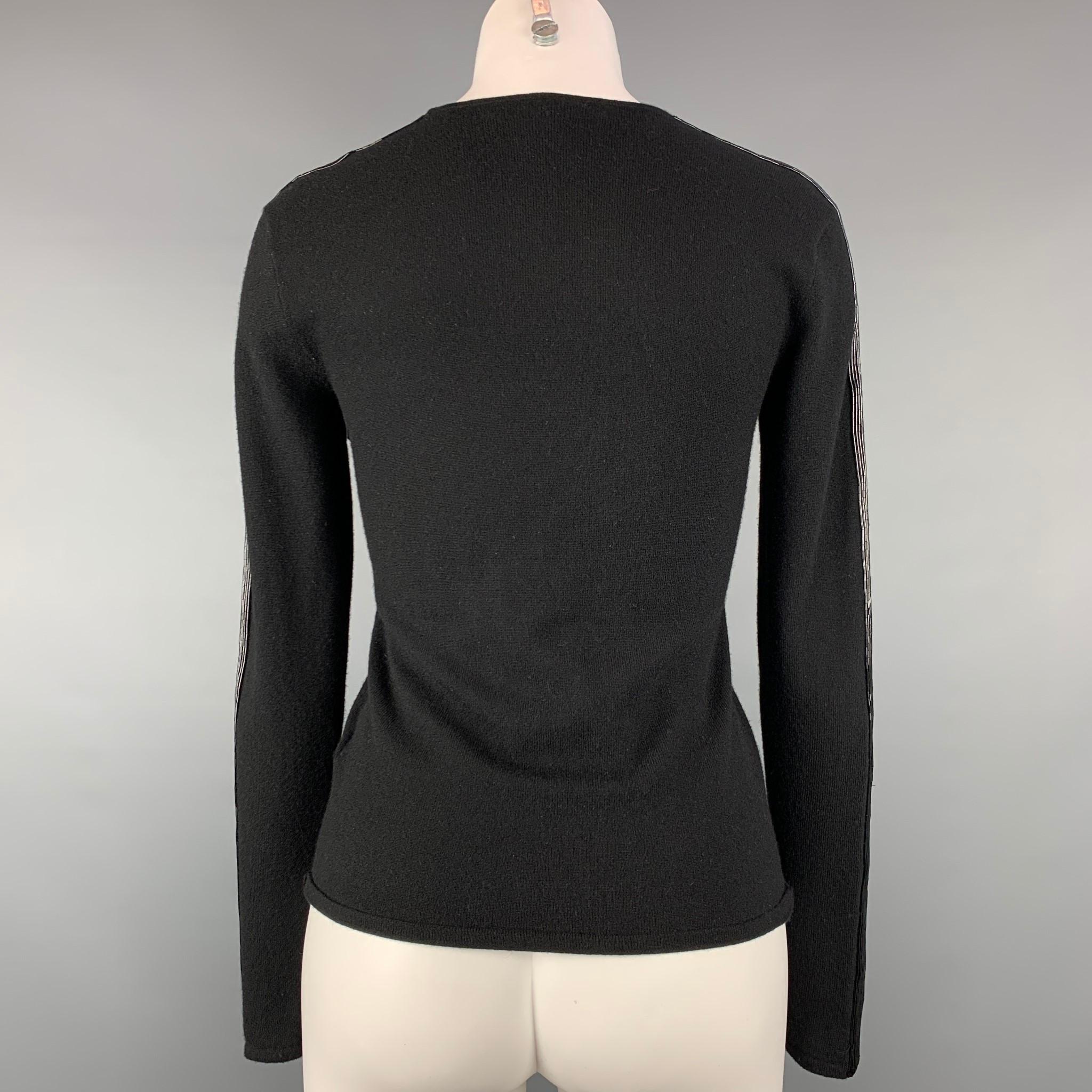 RALPH LAUREN Black Label Size S Black Knitted Cashmere Sequined Pullover In Good Condition In San Francisco, CA