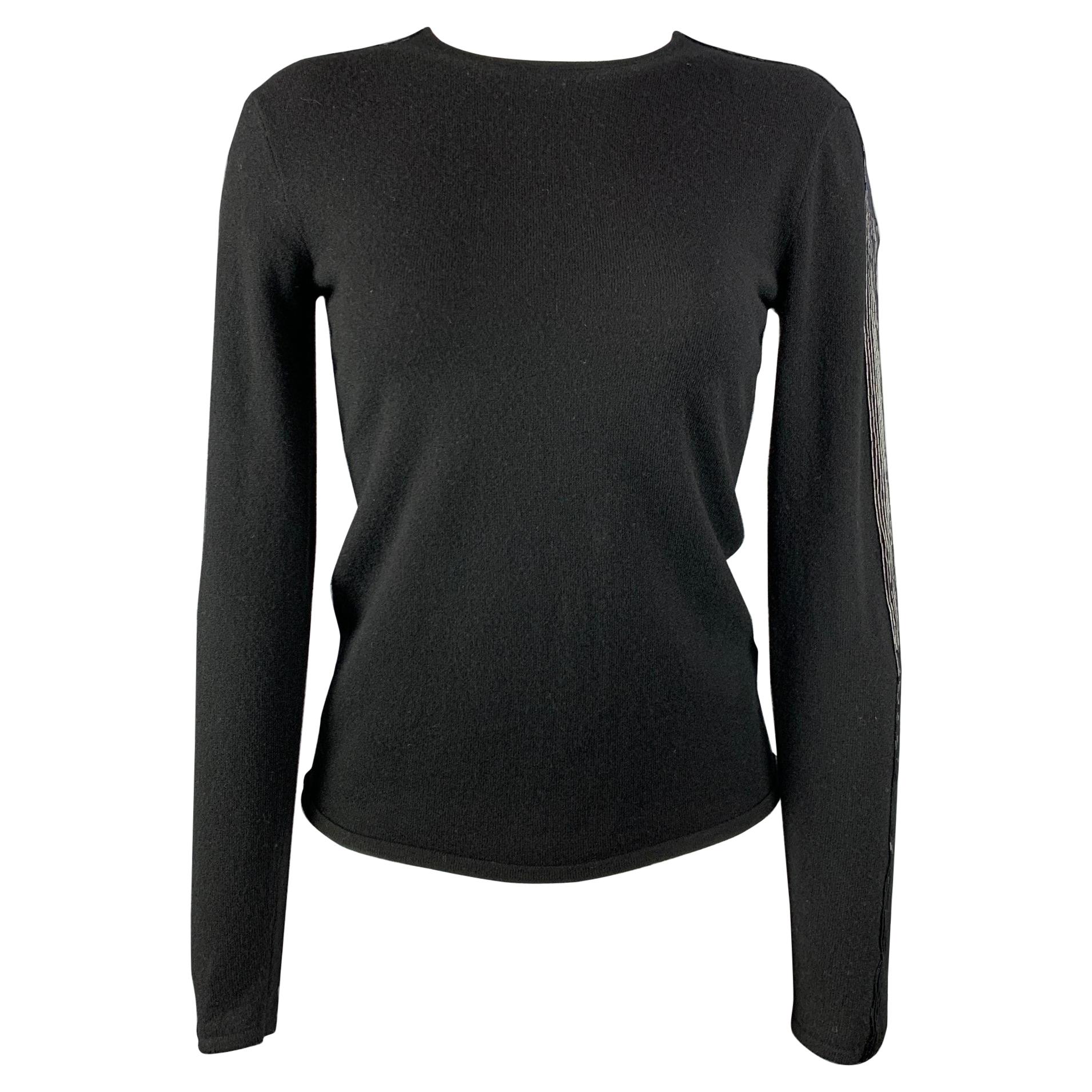 RALPH LAUREN Black Label Size S Black Knitted Cashmere Sequined Pullover