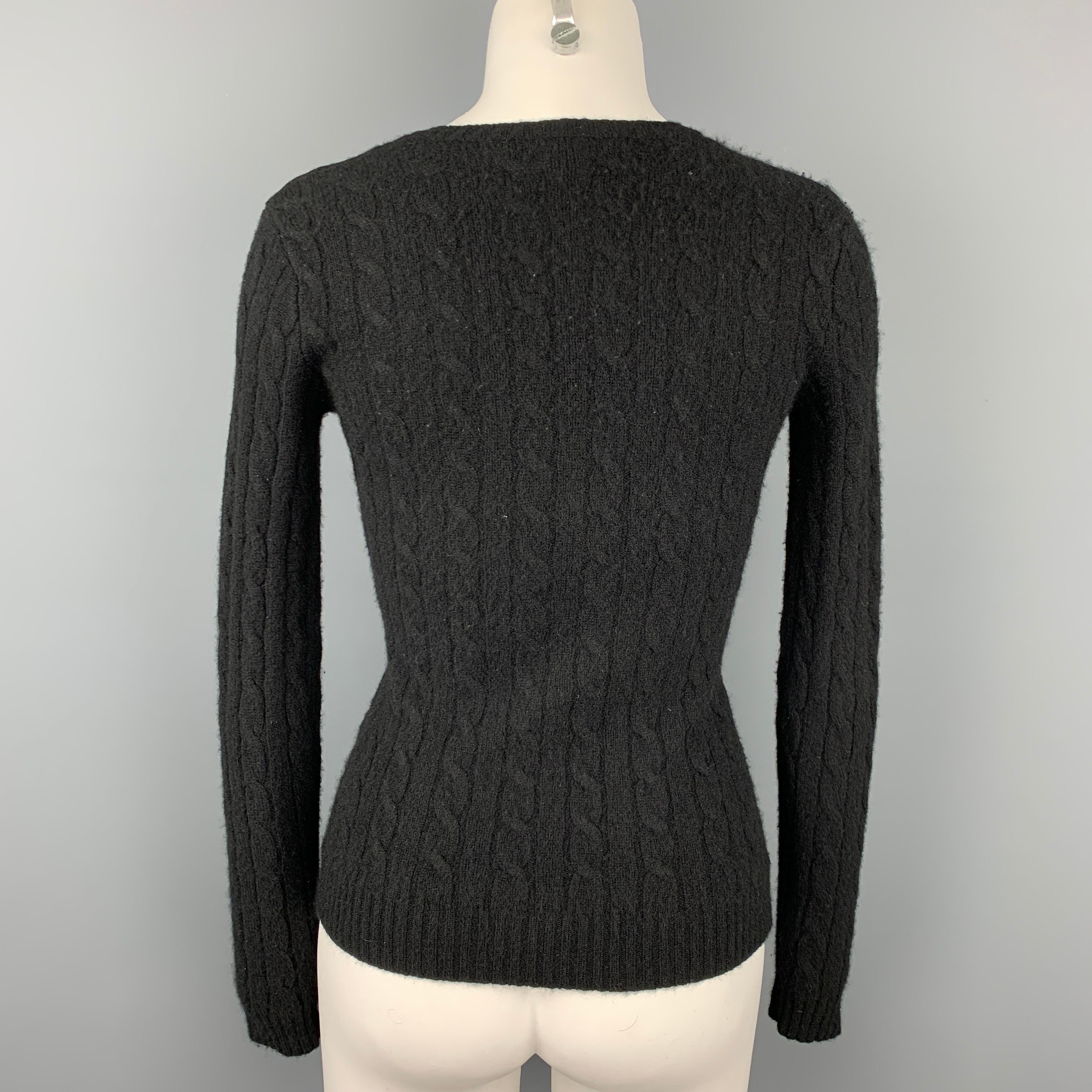 RALPH LAUREN Black Label Size S Black Knitted Cashmere V-Neck Pullover In Good Condition In San Francisco, CA