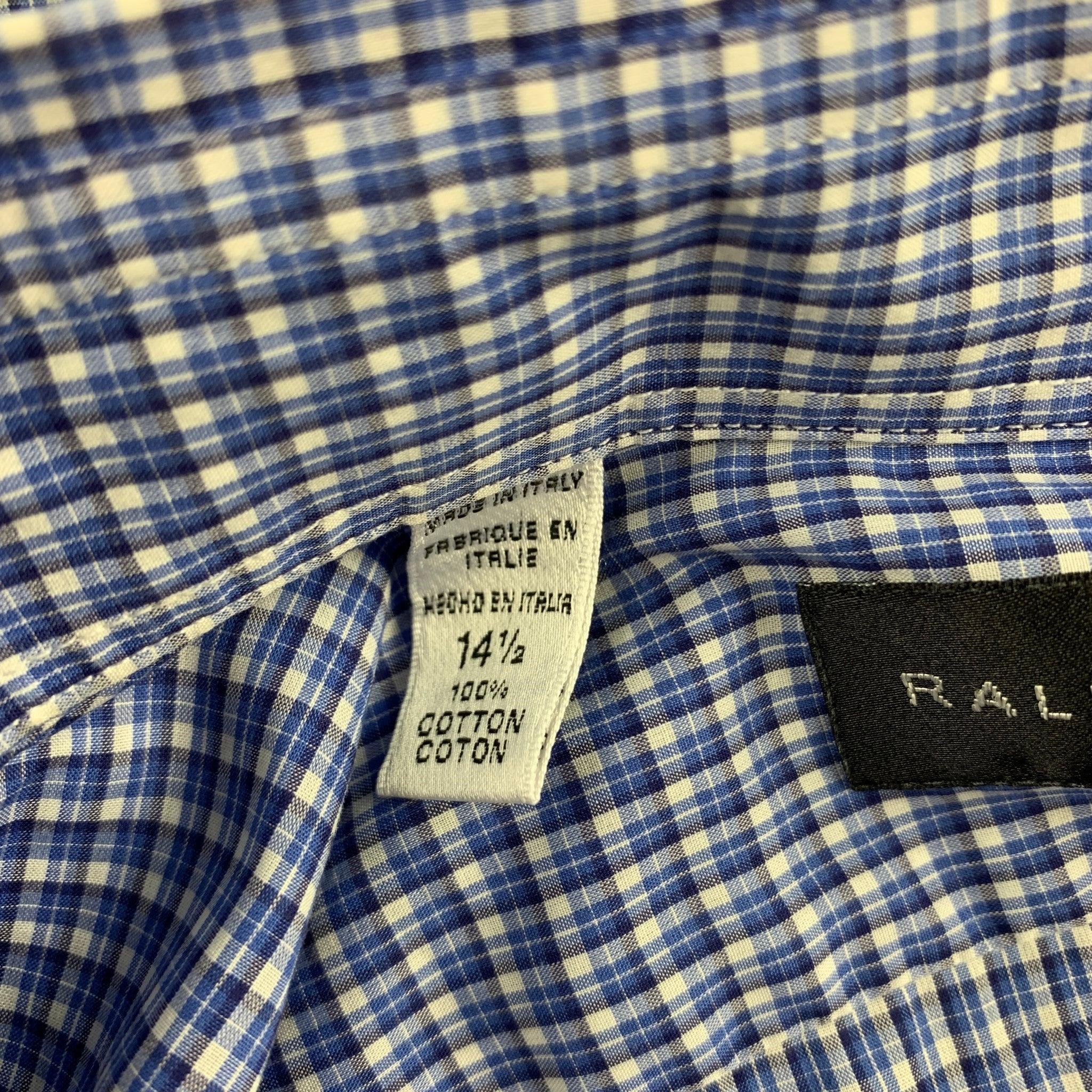 Men's RALPH LAUREN Black Label Size S Blue Plaid Cotton Button Down Long Sleeve Shirt For Sale
