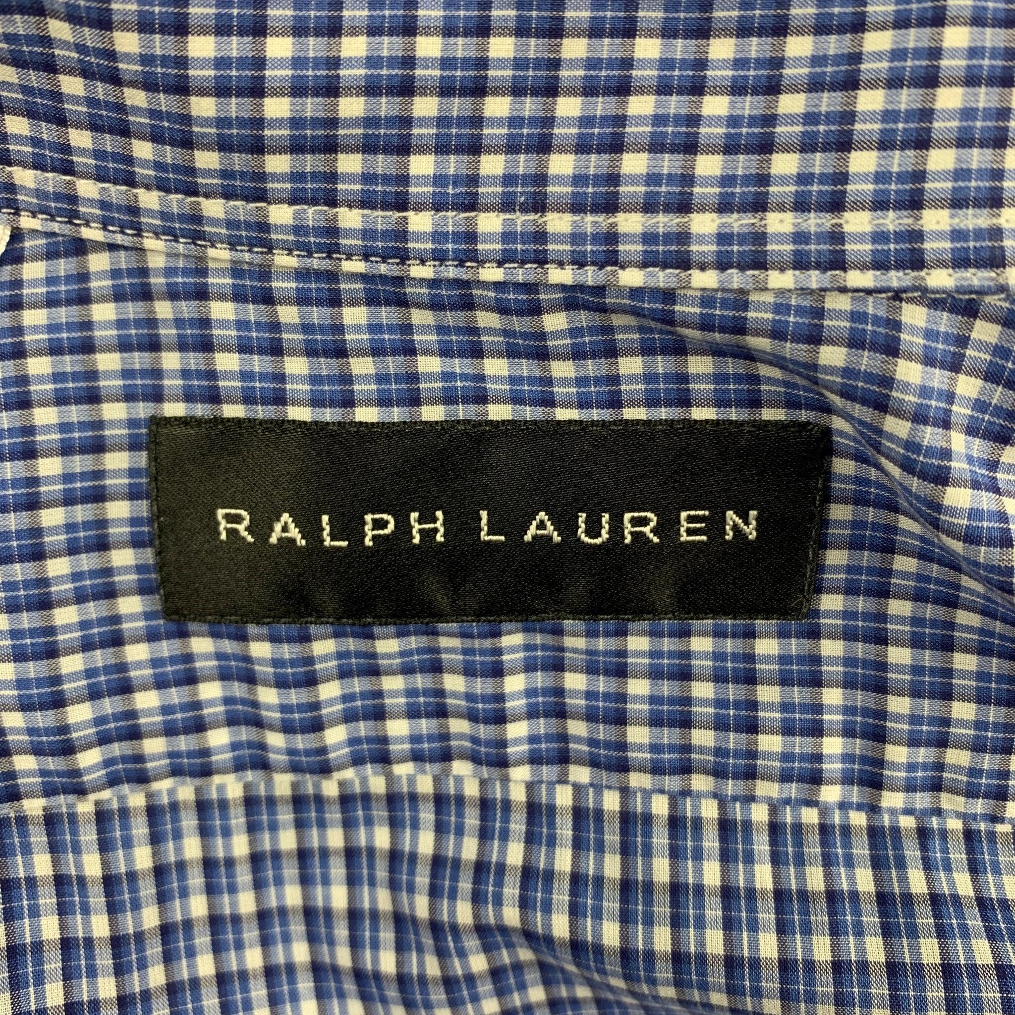 RALPH LAUREN Black Label Size S Blue Plaid Cotton Button Down Long Sleeve Shirt For Sale 1
