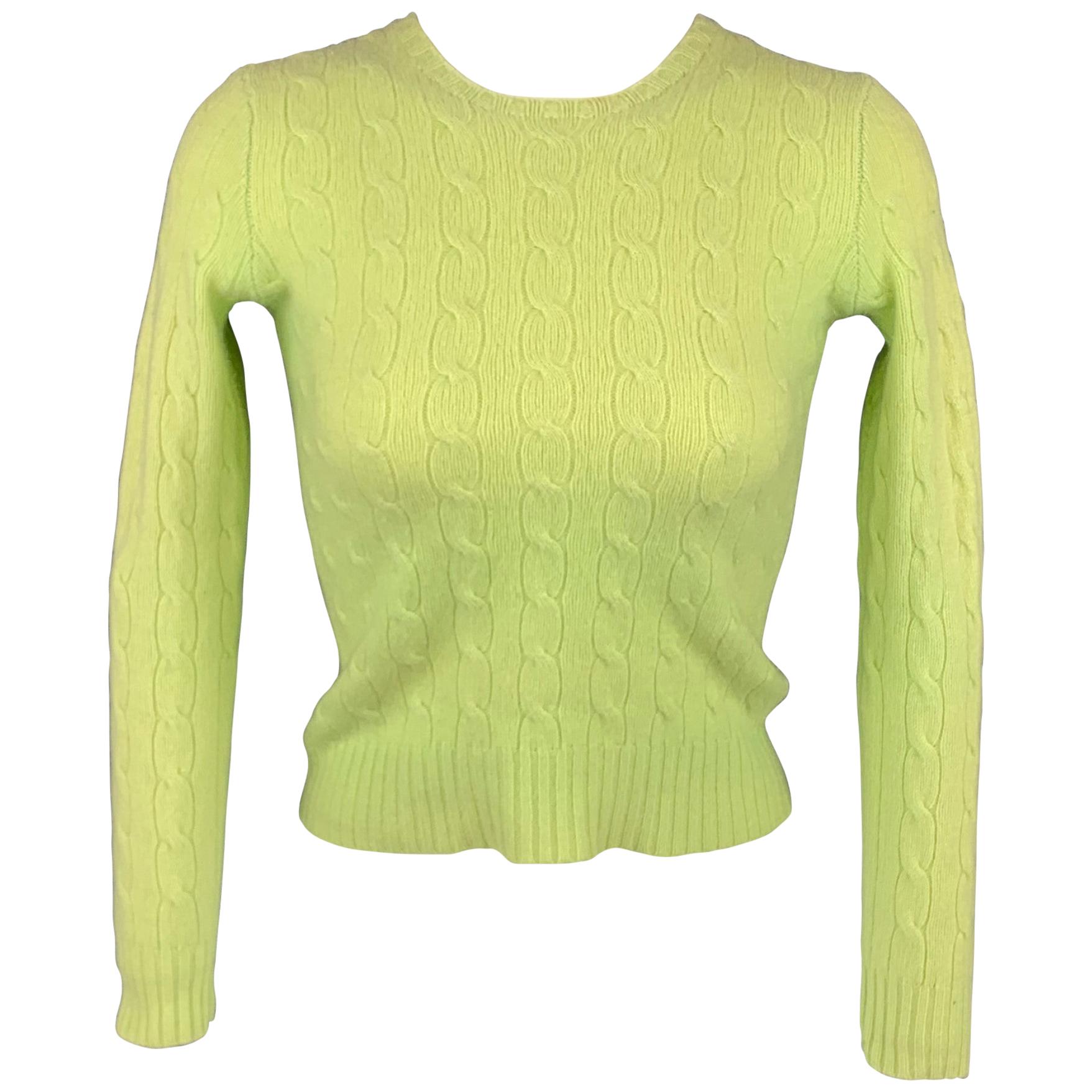 RALPH LAUREN Black Label Size S Chartreuse Knitted Cashmere Slim Fit Sweater