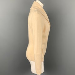 RALPH LAUREN Black Label Size S Cream Cashmere Blend Leather Trim Sweater