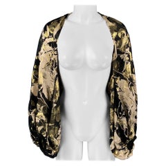 RALPH LAUREN Black Label Size S Gold Black Silk Floral Shrug Casual Top
