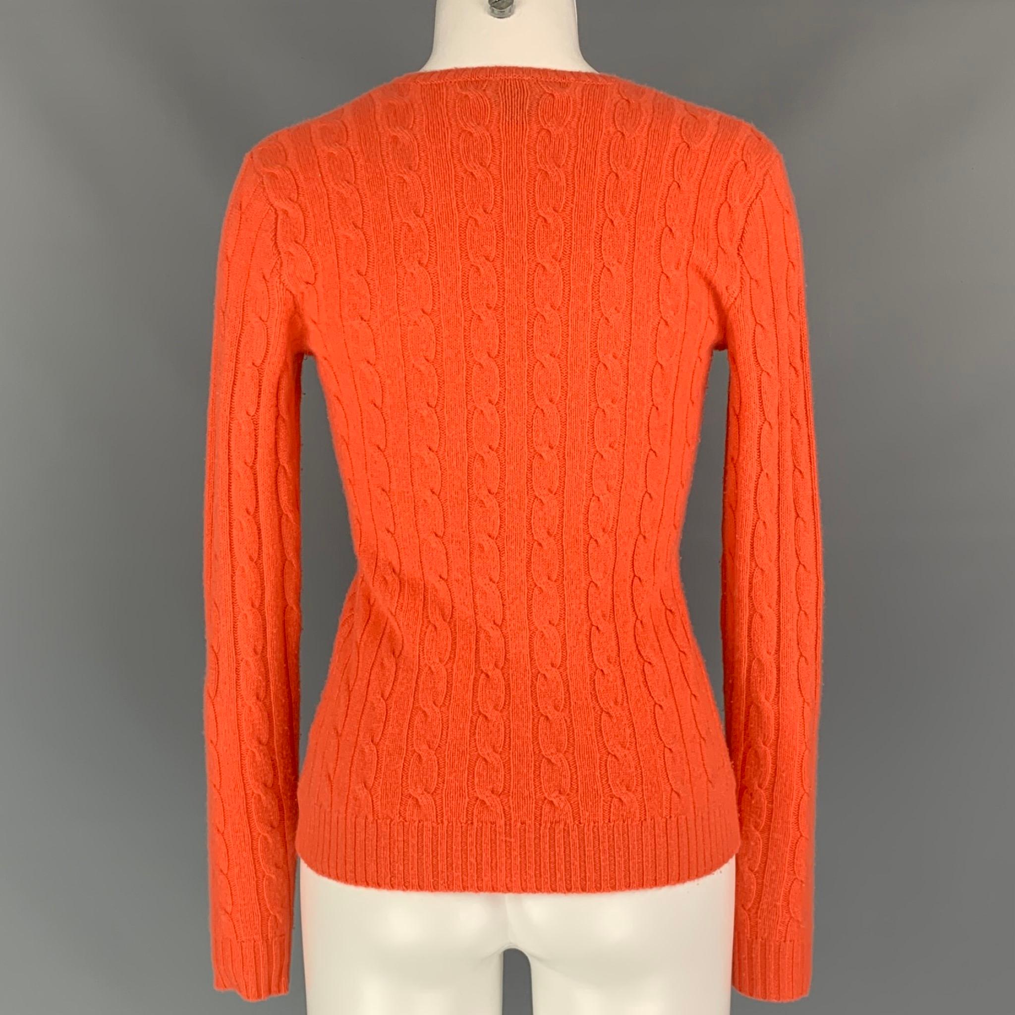 RALPH LAUREN Black Label Jersey de cachemira de punto por cable naranja talla S Rojo