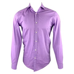 RALPH LAUREN - Chemise à manches longues en coton violette, étiquette noire, taille S