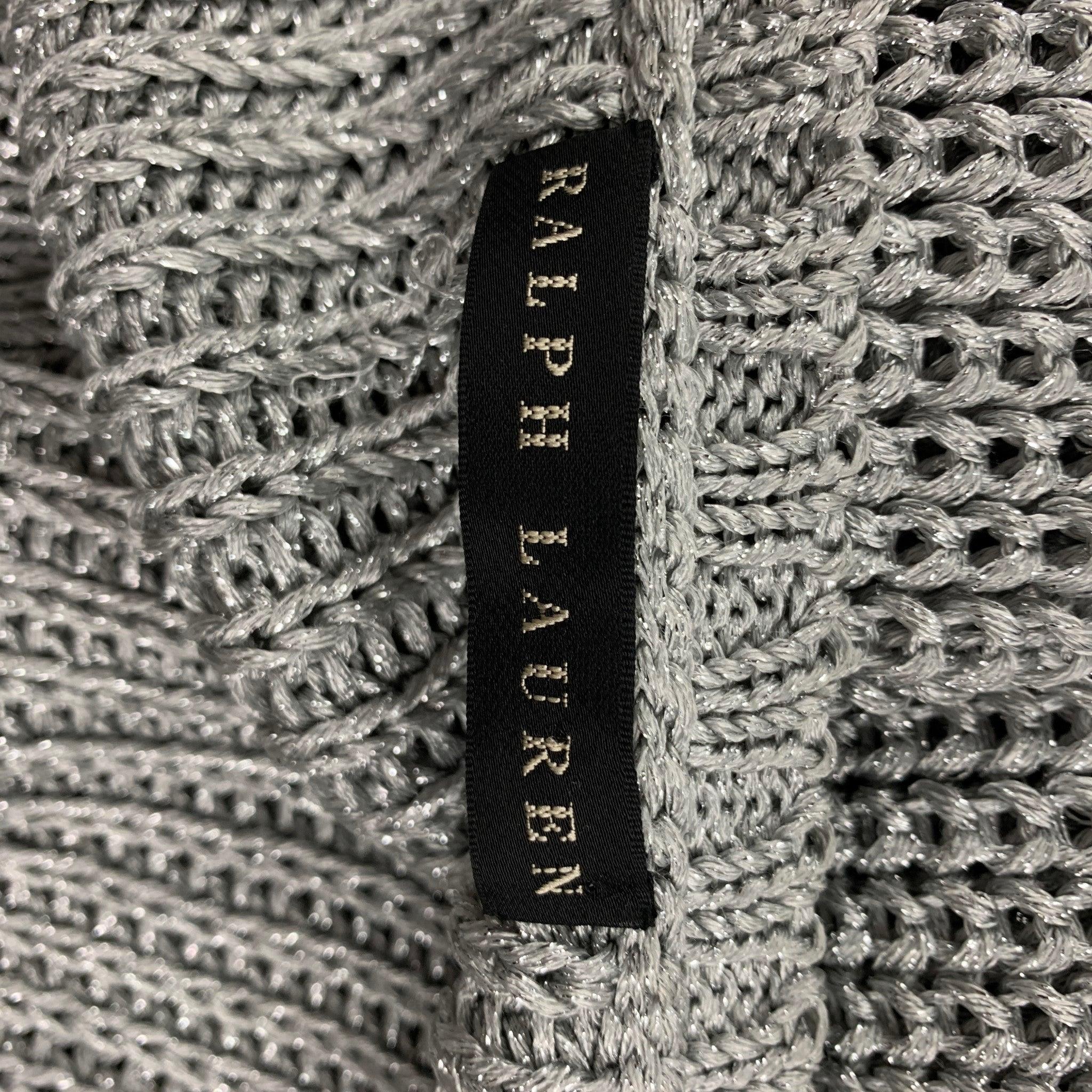 De las mujeres RALPH LAUREN Black Label Chaleco de punto de mezcla de acetato plateado talla S en venta