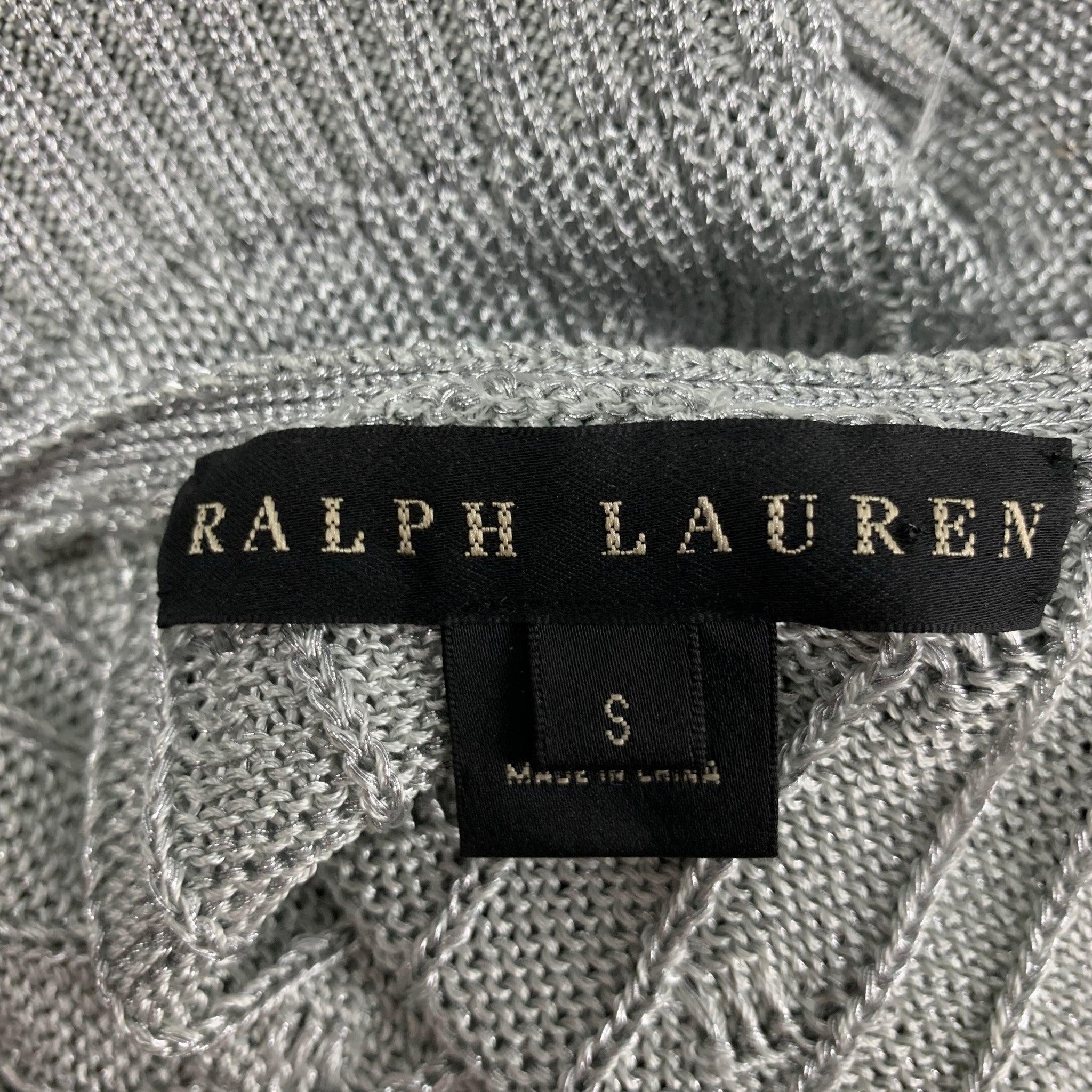 RALPH LAUREN Black Label Size S Silver Cable Knit Cardigan Set For Sale 2
