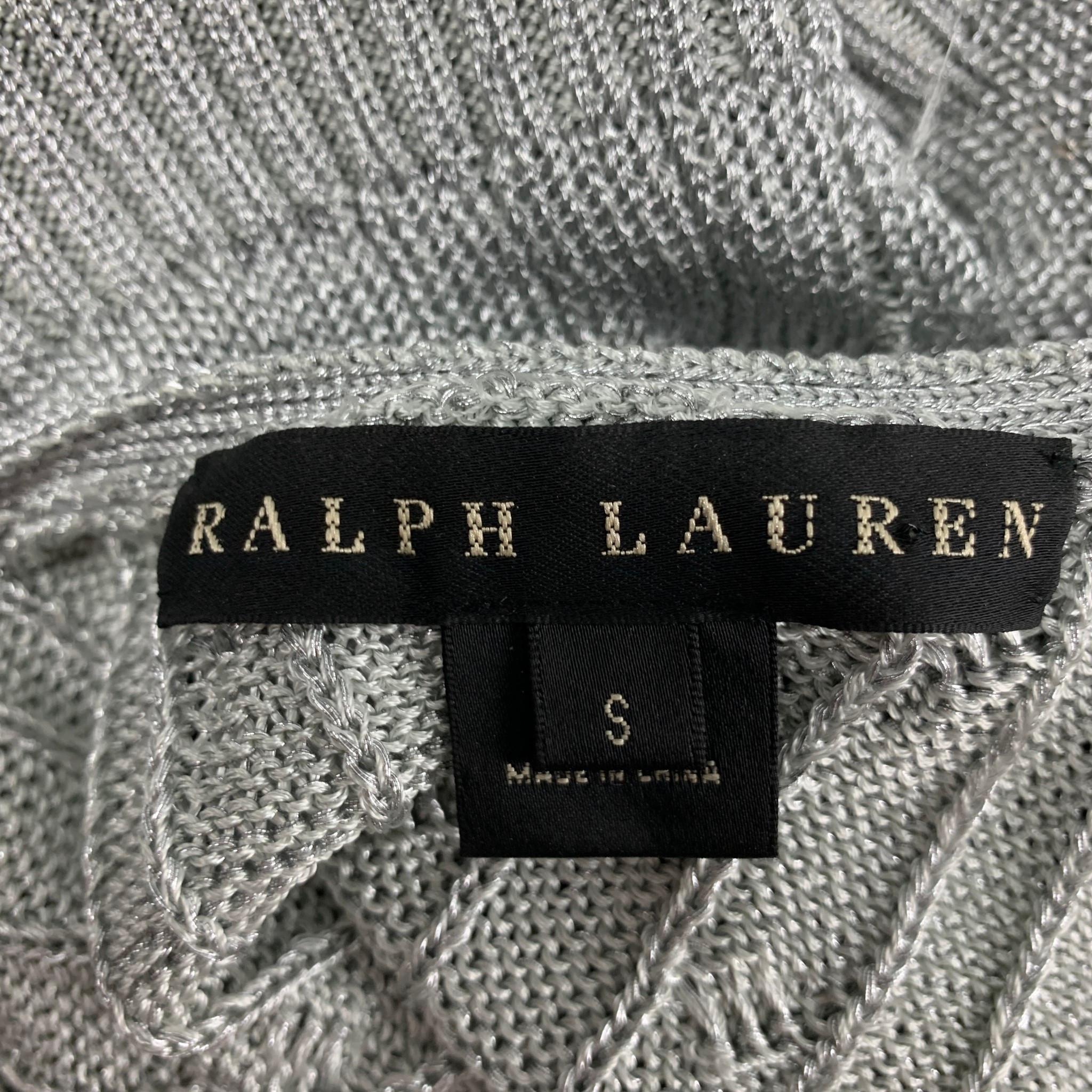 Gray RALPH LAUREN Black Label Size S Silver Cable Knit Cardigan Set
