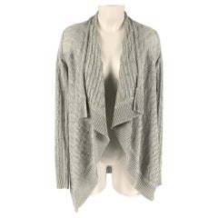 RALPH LAUREN Black Label Size S Silver Cotton Blend Cable Knit Cardigan