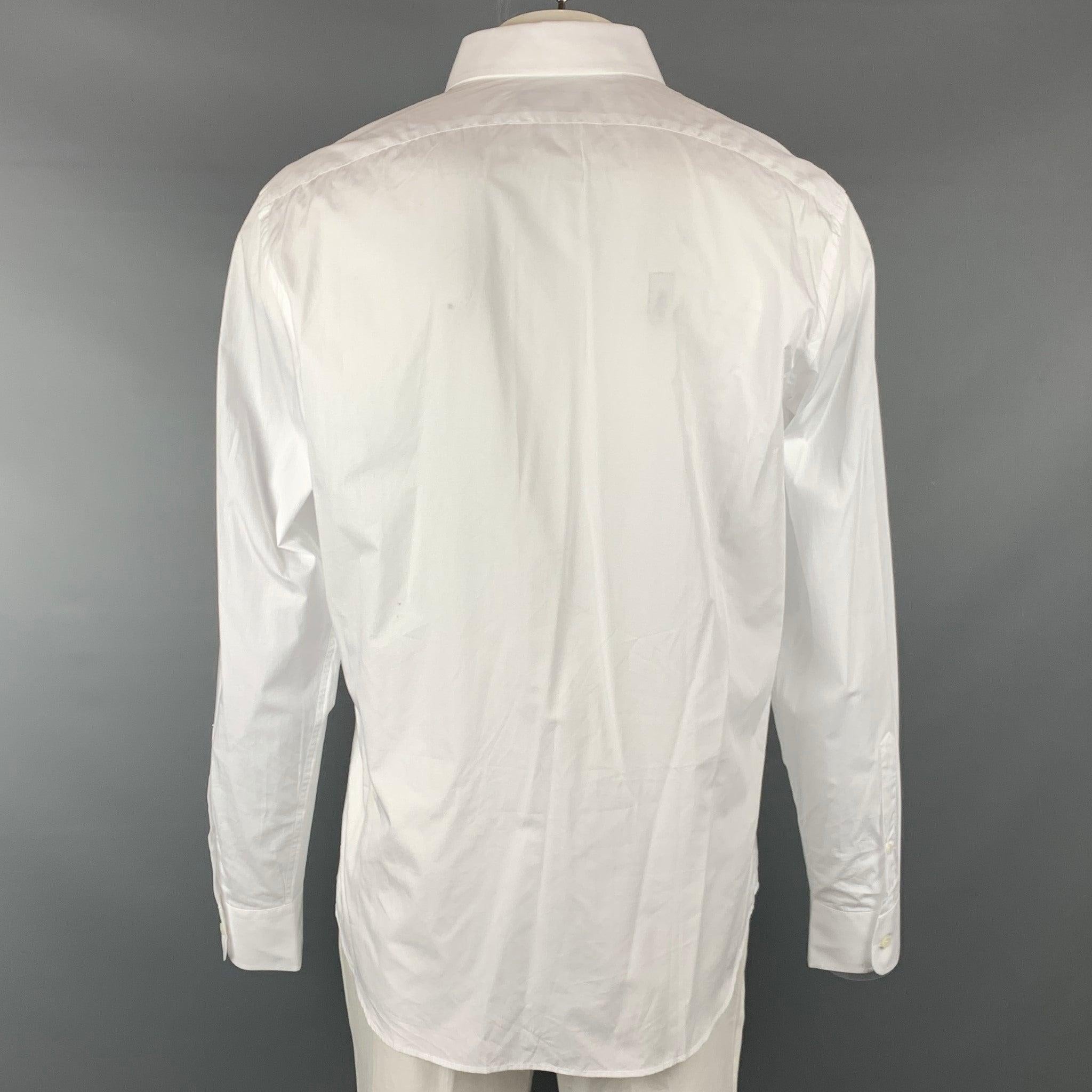 RALPH LAUREN Black Label Size S White Cotton Button Up Long Sleeve Shirt In Excellent Condition For Sale In San Francisco, CA