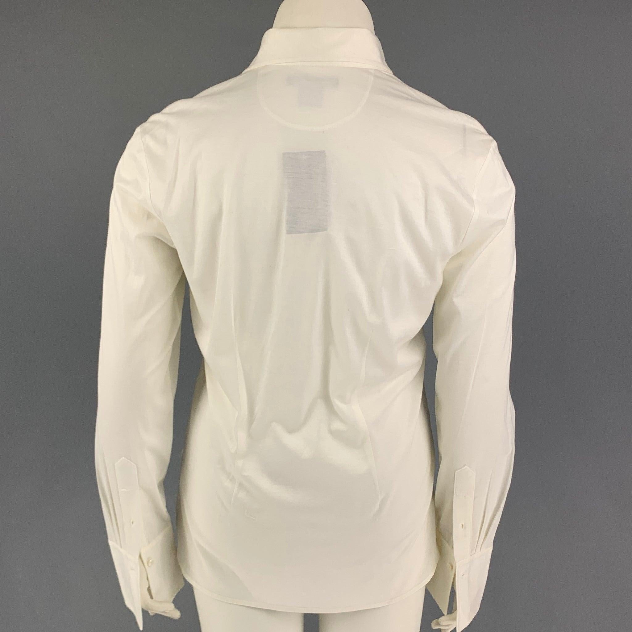 RALPH LAUREN Black Label Size XL White Cotton Tuxedo Shirt In Excellent Condition For Sale In San Francisco, CA