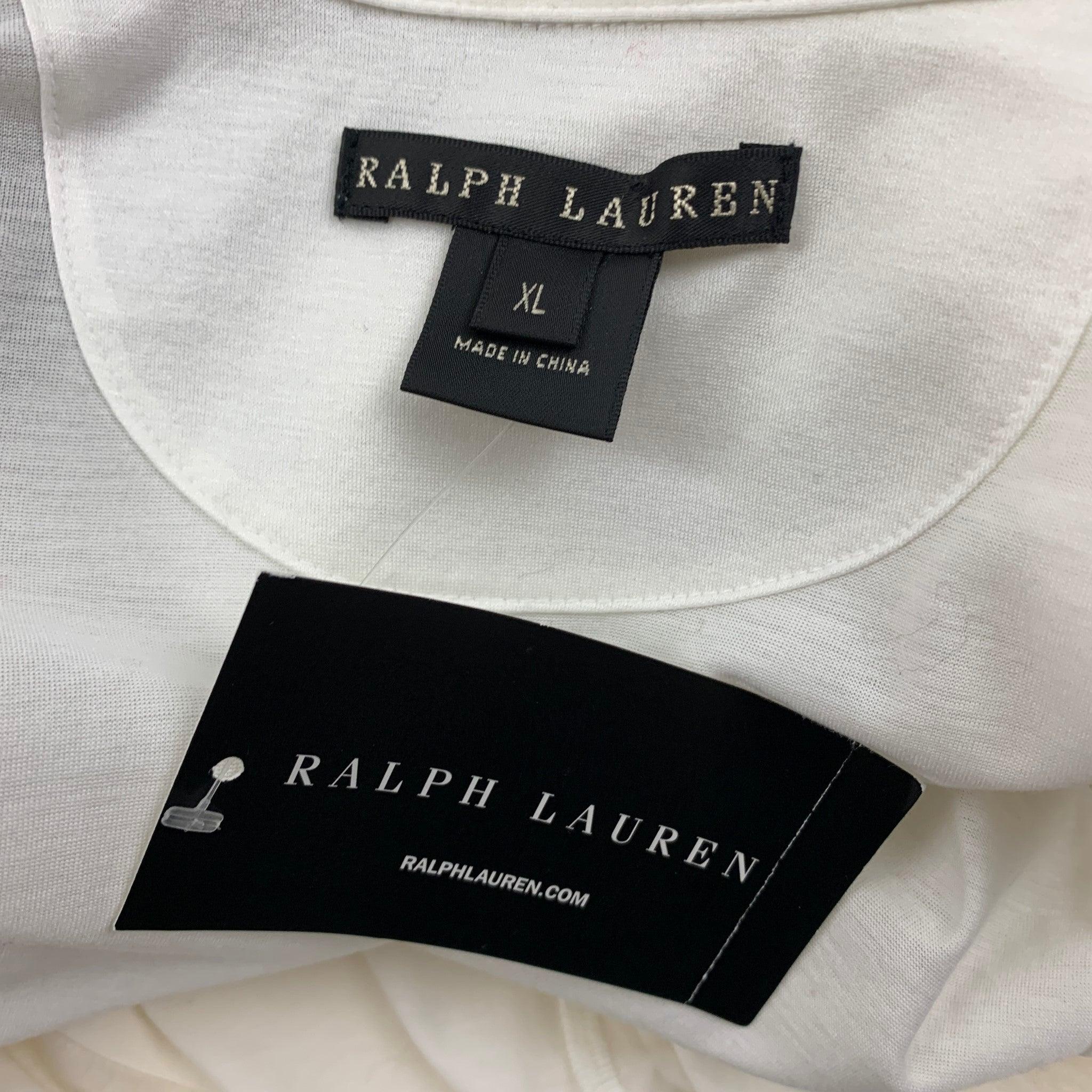 RALPH LAUREN Black Label Size XL White Cotton Tuxedo Shirt For Sale 1
