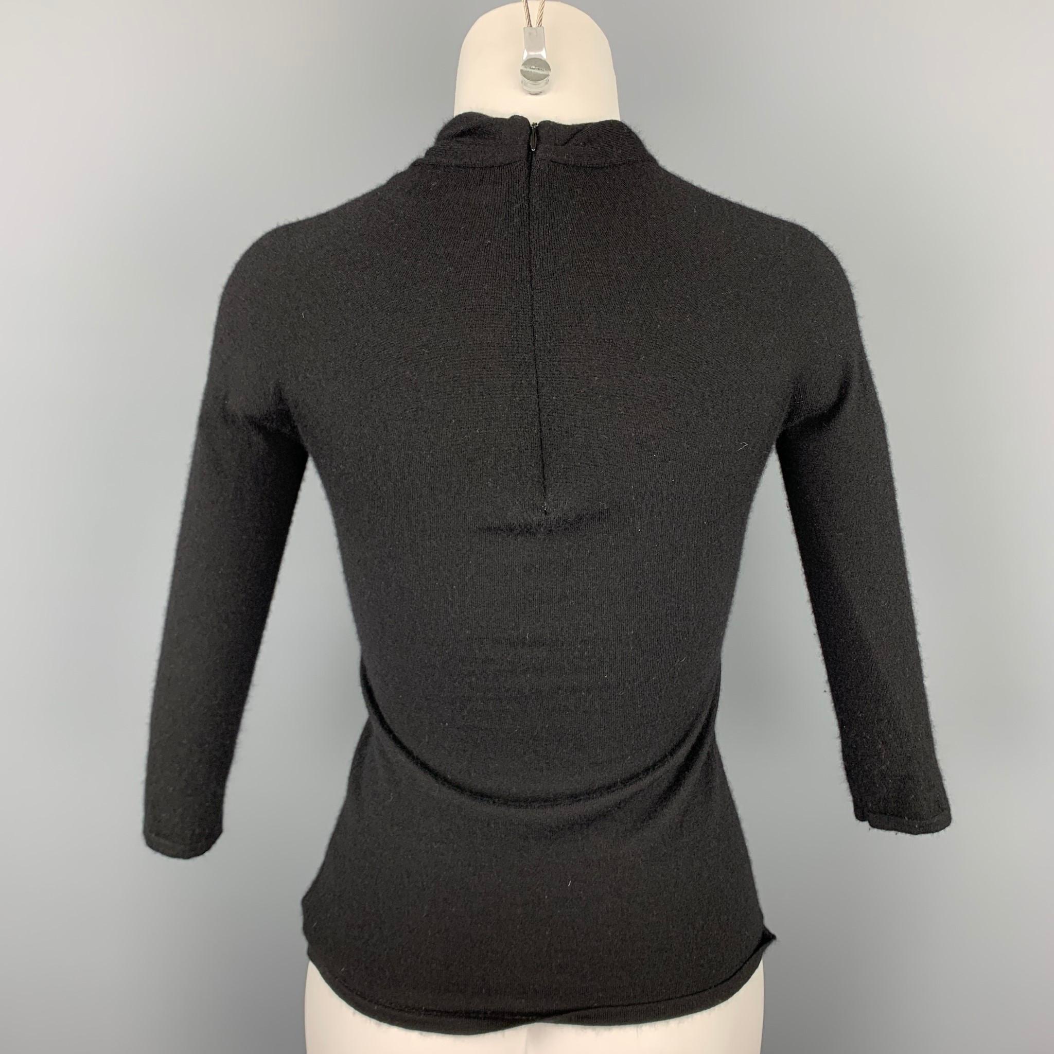 RALPH LAUREN Black Label Size XS Black Cashmere / Polyester Criss-Cross Pullover In Good Condition In San Francisco, CA