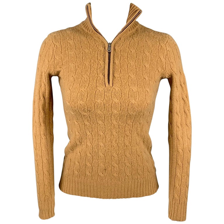 RALPH LAUREN Black Label Size XS Camel Cable Knit Cashmere Half Zip Sweater  For Sale at 1stDibs | ralph lauren black label cashmere sweater, ralph  lauren black label sweater, black label ralph