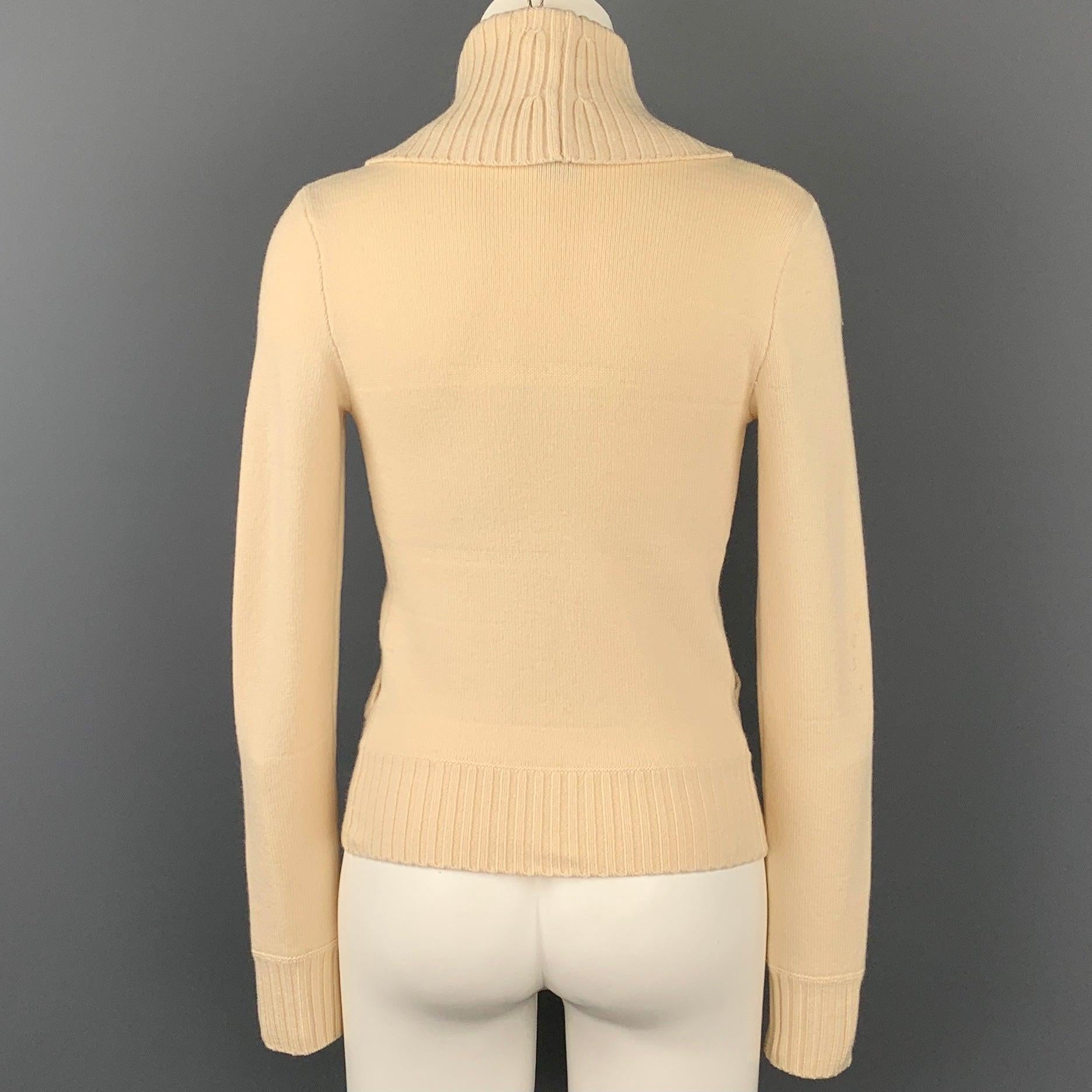 RALPH LAUREN Black Label Size XS Cream Cashmere Blend Double Breasted Cardigan In Good Condition For Sale In San Francisco, CA