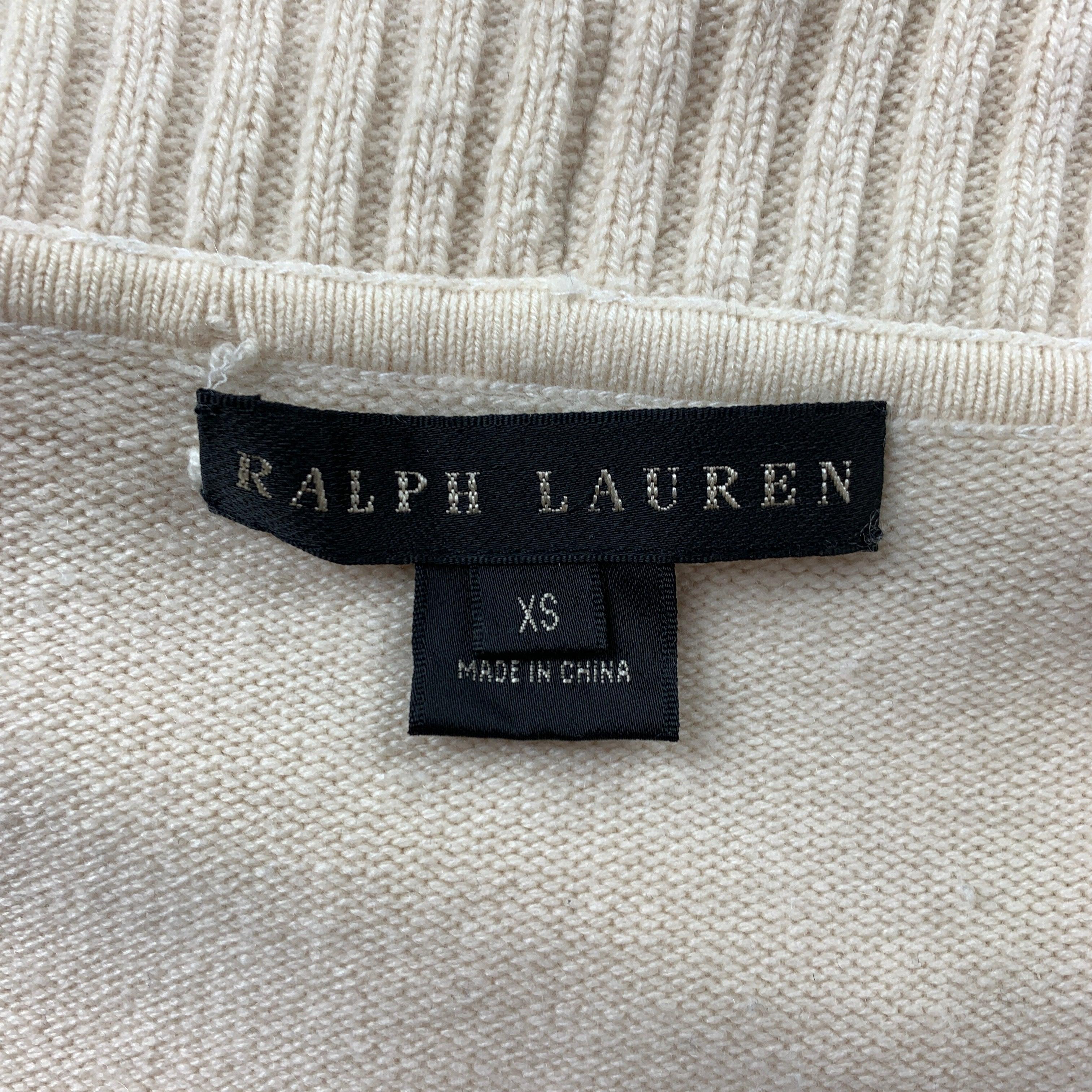 RALPH LAUREN Black Label Size XS Cream Cashmere Blend Double Breasted Cardigan For Sale 1