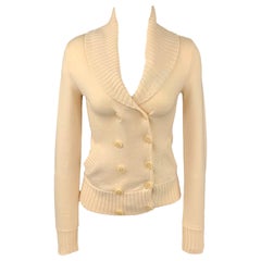 RALPH LAUREN Black Label Size XS Cream Cashmere Blend Double Breasted Cardigan