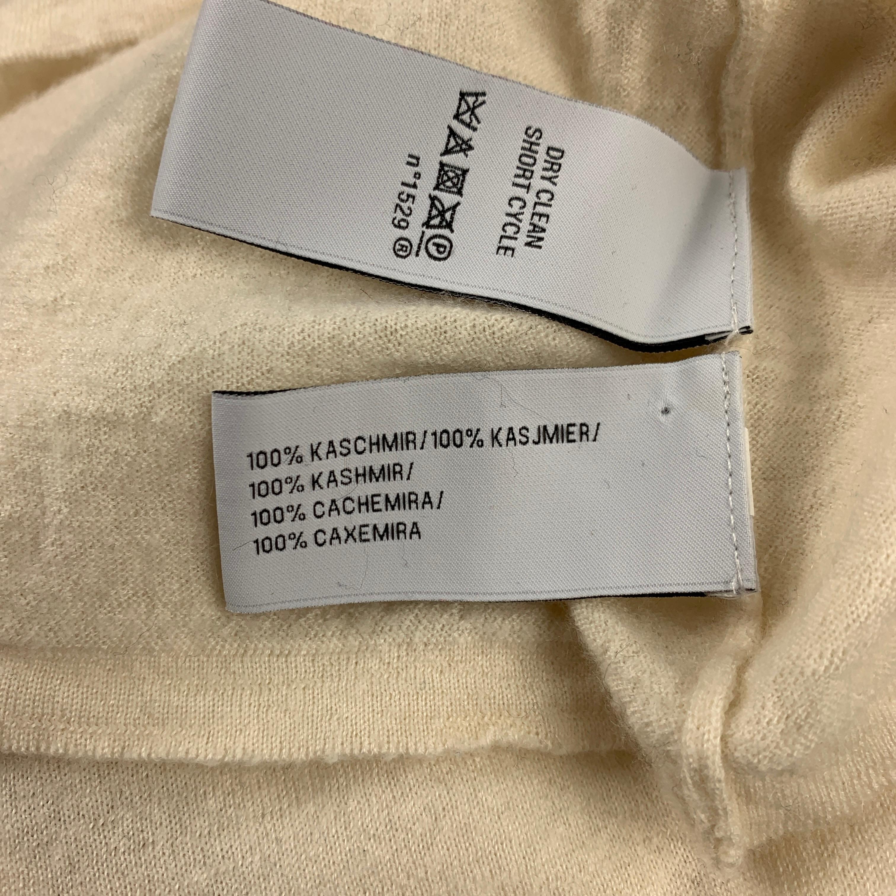 RALPH LAUREN Black Label Size XS Cream Knitted Cashmere V-neck Pullover In Good Condition In San Francisco, CA
