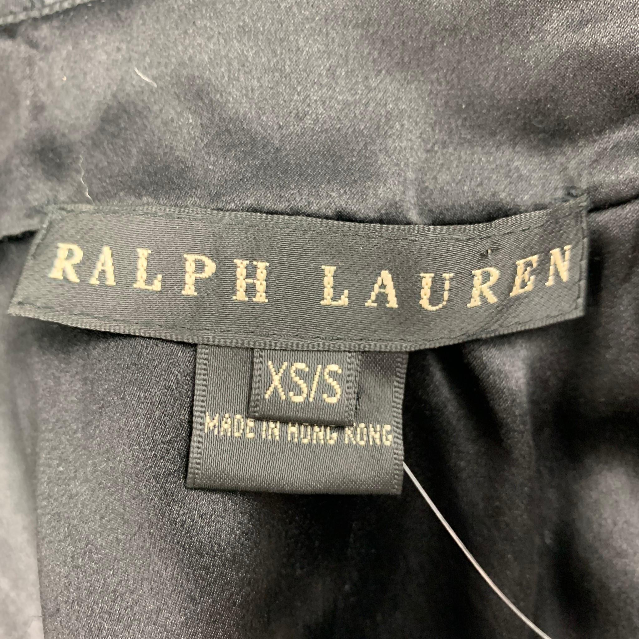 Women's RALPH LAUREN Black Label Size XS/S Black Viscose Silk Beaded Bow Cape