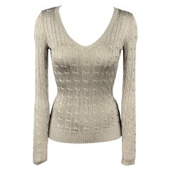 RALPH LAUREN Black Label Size XS Silver Silk Blend Pullover Sweater