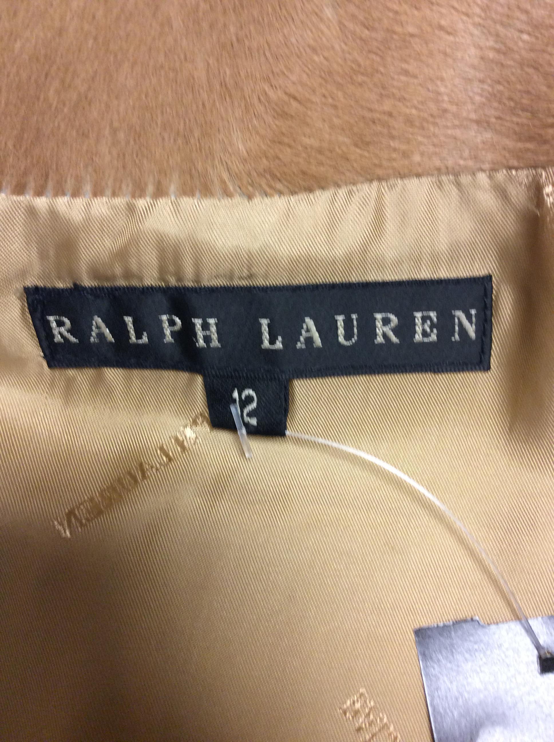 Ralph Lauren Black Label Tan Pony Hair Three Piece Skirt Suit For Sale 7