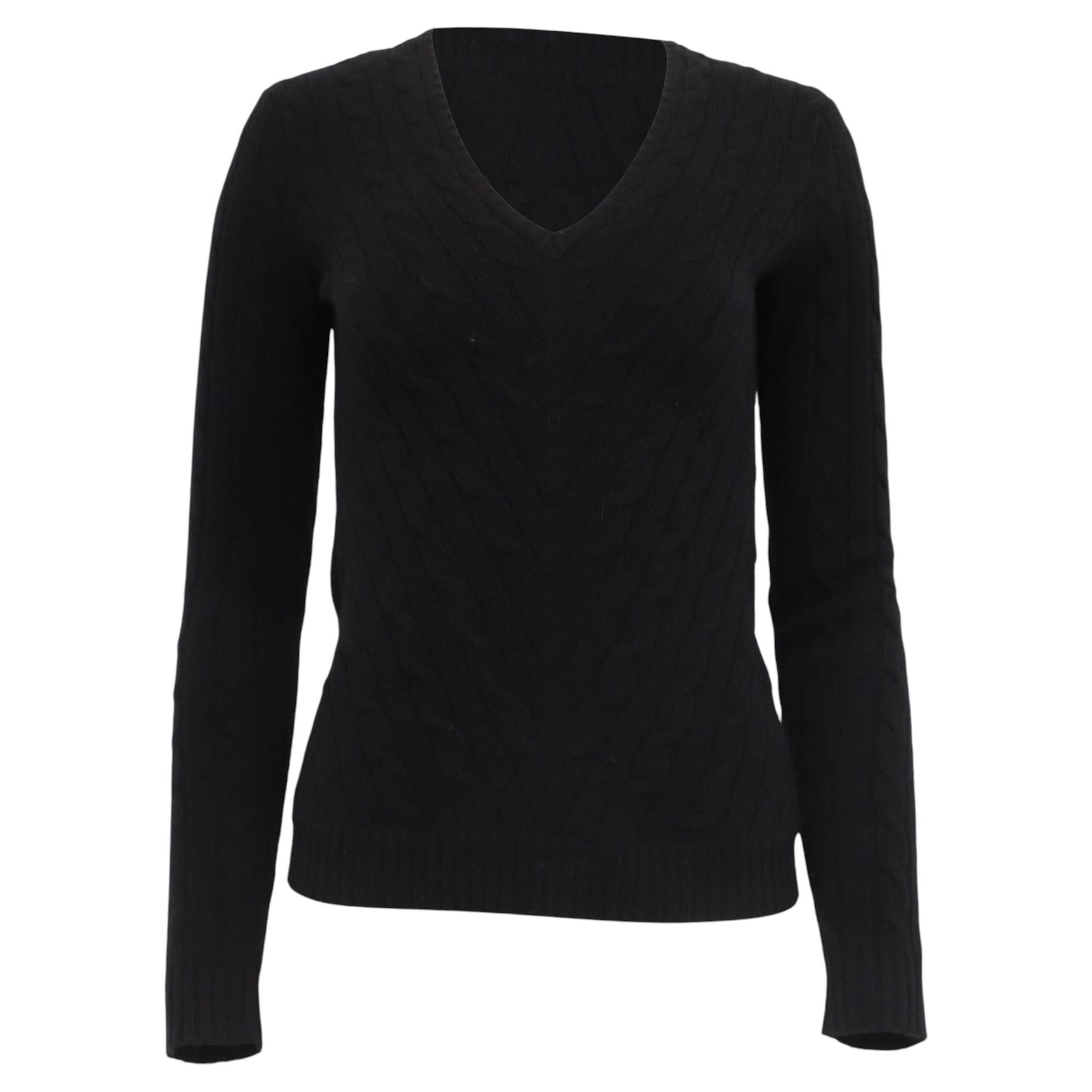 Ralph Lauren Black Label V-Neck Sweater in Black Cashmere