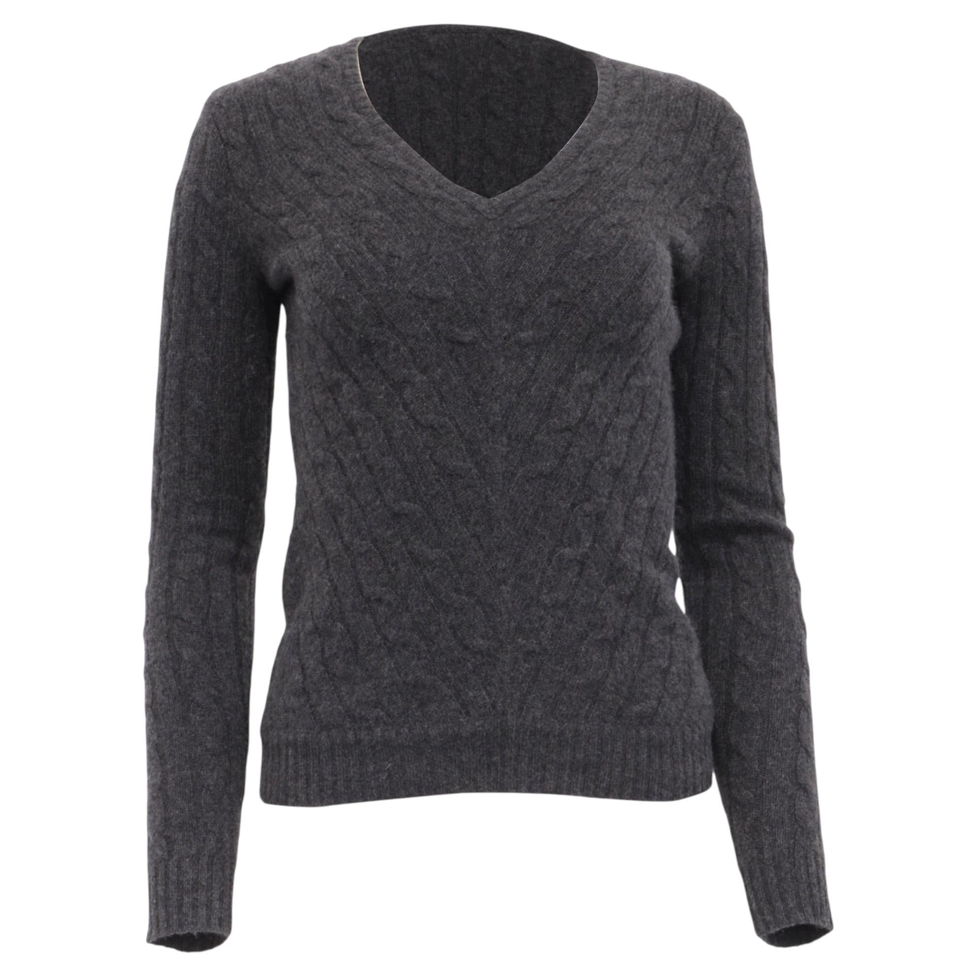 Ralph Lauren Black Label Pullover mit V-Ausschnitt aus anthrazitgrauem Kaschmir
