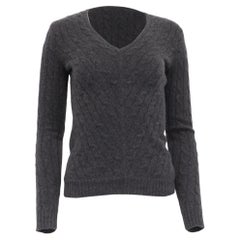 Ralph Lauren Black Label Pullover mit V-Ausschnitt aus anthrazitgrauem Kaschmir