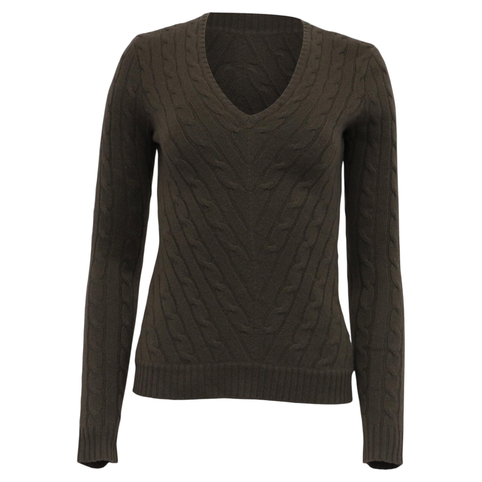 Pull à col en V Ralph Lauren Black Label en cachemire vert olive