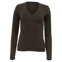 Pull à col en V Ralph Lauren Black Label en cachemire vert olive