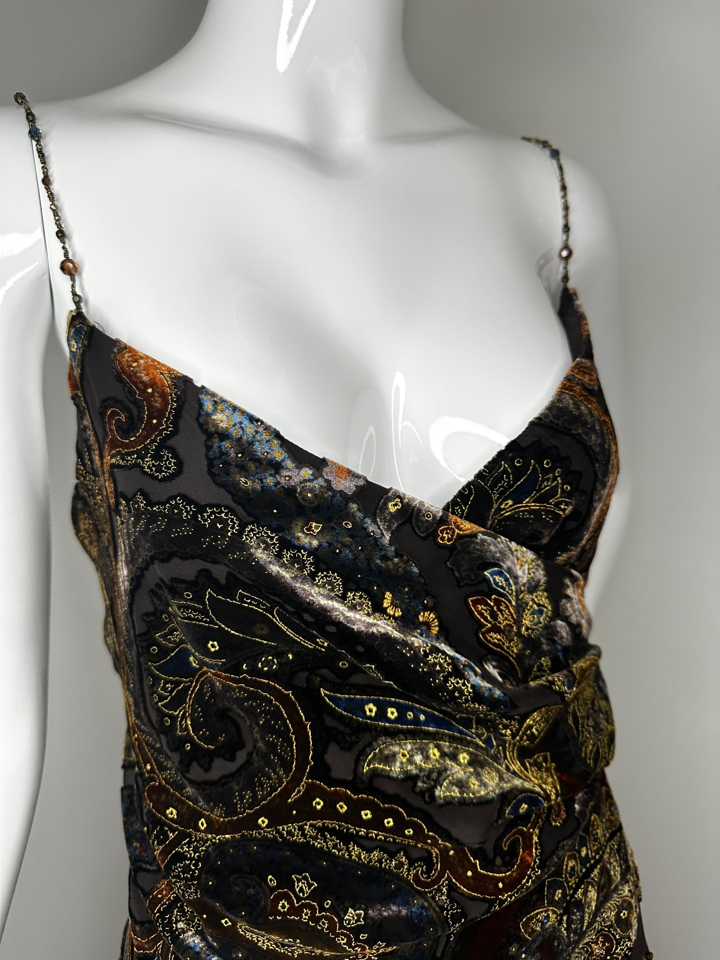 Ralph Lauren Black Label Velvet paisley midi dress In Good Condition In North Miami, FL