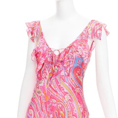 RALPH LAUREN Black Label Vintage pink watercolour paisley midi dress US8 M