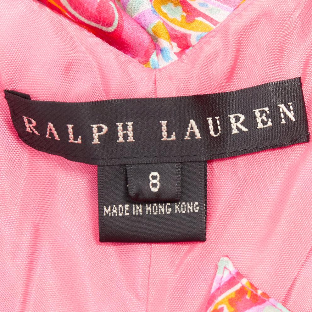RALPH LAUREN Black Label Vintage pink watercolour paisley midi dress US8 M For Sale 3