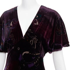 RALPH LAUREN Black Label Vintage purple velvet paisley floral print dress US8 L