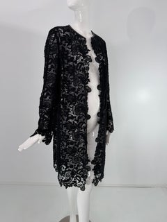 Ralph Lauren Black Label, cappotto da donna in pizzo guipure nero, taglia 12