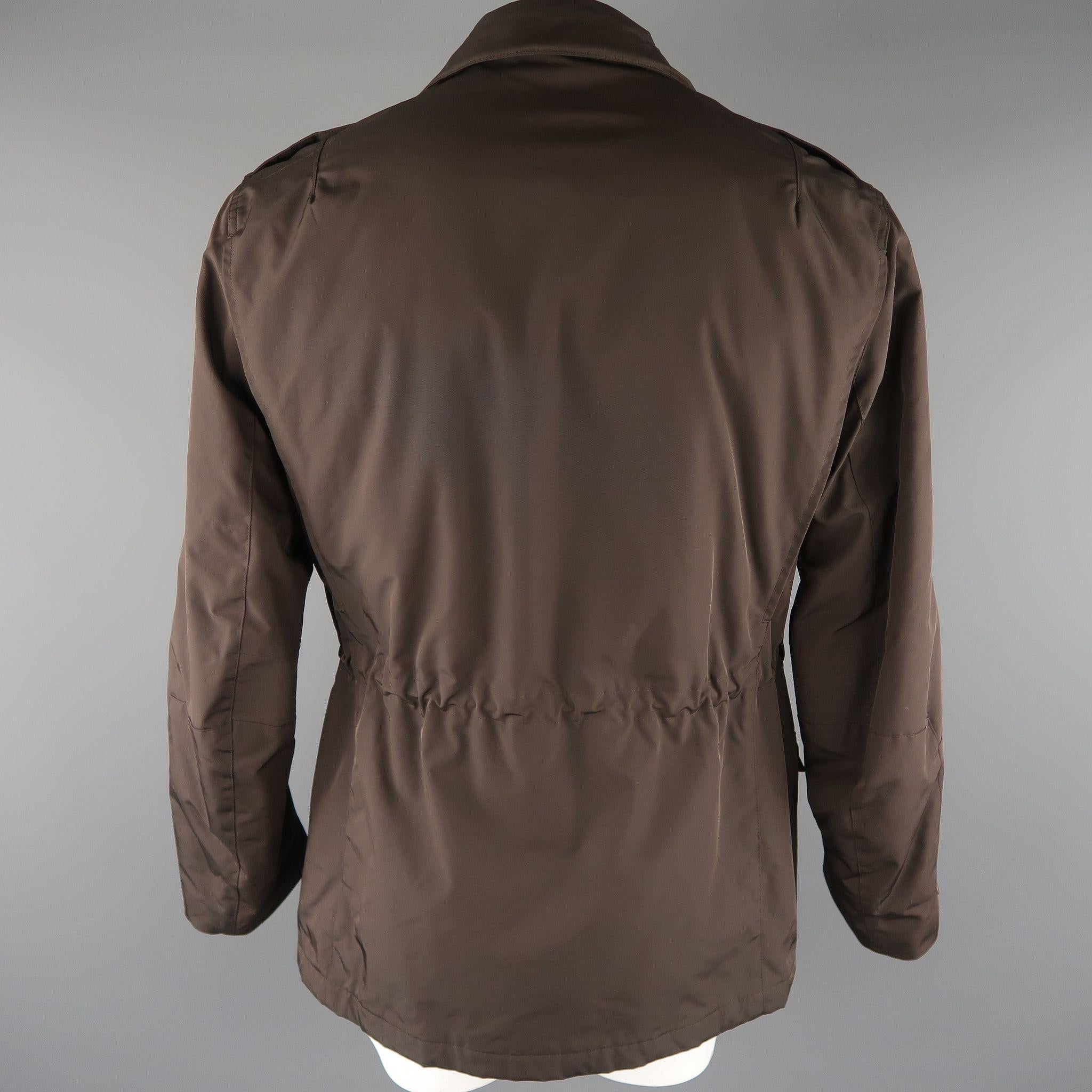 RALPH LAUREN Black Label XL Brown Solid Polyester Jacket In Excellent Condition In San Francisco, CA